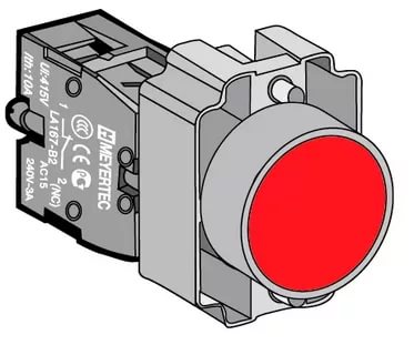 MTB2-BAZ124 Кнопка плоская, красная, 1NC, мет.
