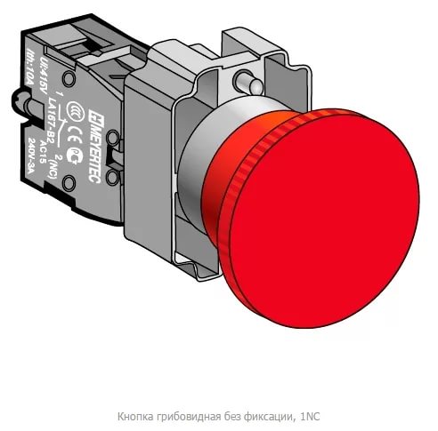 MTB2-BCZ124 Кнопка грибовидная без фиксации, 1NC, красный, Ø40 мм