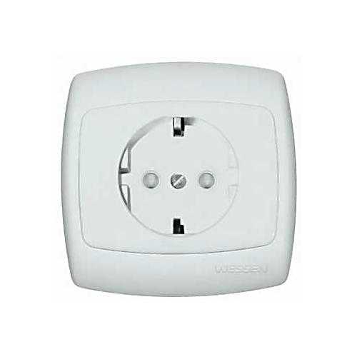 Розетка РОНДО скрытая с заземлением 250В 16А со шторками белая РС16-121 Розетка РОНДО скрытая с заземлением 250В 16А со шторками белая РС16-121