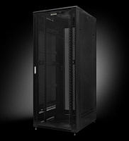 Шкаф 19" напольный 42U (600x600) дверь стекло,черный (RAL 9017)