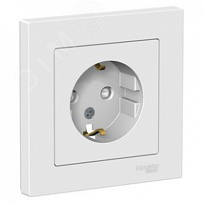 Розетка ATLASDESIGN с заземлением со шторками 16А в сборе белый ATN000144 Systeme Electric