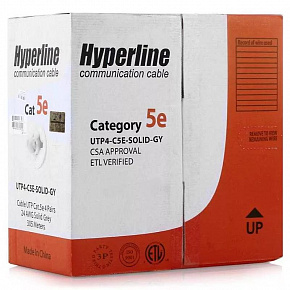 UTP 2х2х0.5 внутр. CAT 5e 500м UUTP2-C5-P24-IN-LSZH-GY-500 (500 м) HYPERLINE 