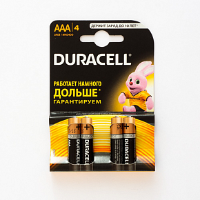 Батарейка DURACELL Alkaline, 1.5 В, LR03 BL4