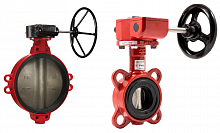 Затвор дисковый поворотный GROSS красный, DN 50, PN16, корпус чугун , диск хром. чугун, ручка, с дв