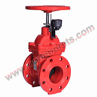 GROSS. Задвижка фланцевая (короткая) клиновая DN150 PN16, чугун GGG50, красная для пожаротушения c 2