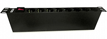 Блок розеток для 19" шкафов, горизонтальный, с ф-цией контроля, 8 розеток Schuko (10A)