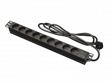 Блок розеток 19", 16А, 9 розеток, шнур 2м, пластиковый корпус,черный PDU-LX-02 9P.SW 