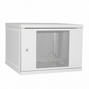 Шкаф настенный 19" 09U 444х600х600мм (В/Ш/Г) СН-9U-06-06-ДП-1-7035, передняя дверь перфорация.)