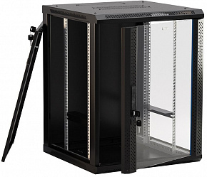 Шкаф настенный 19-дюймовый (19"), 12U, 650x600х600мм, стеклянная дверь (TWB-FC-1266-GP-RAL9004 )