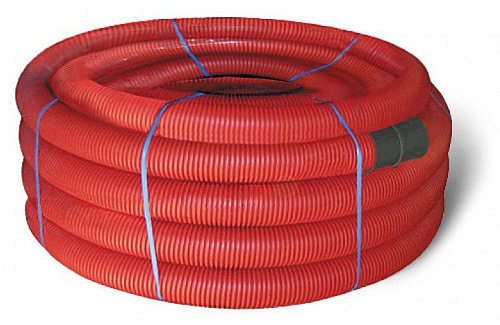 Труба гибкая двустенная для кабельной канализации д.160мм, цвет красный, с зондом (бухта 6м) 121916