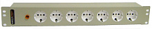 REC-S816-BK Блок силовых розеток горизонтальный 19", 8 позиций 16A, 1U, шнур 1,8 м										