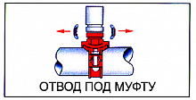 Отвод под муфту ДИНАРМ, крашенный, 2 1/2" х 1 1/2" (76.1 х 48.3 мм), Ру =2.0 МПа, клеймо FM