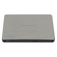 Оптический привод DVD-RW LG GP60NS60, внешний, USB, серебристый + черный,  Ret