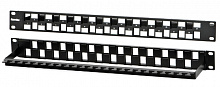 Модульная патч-панель 19", 24 порта, Flat Type, 1U, для модулей Keystone Jack, с задним кабельным Hy