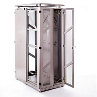 Шкаф Grey Premium 2, 45U, 2168x600x1200 мм, разборный серый двухдверный, с сетчатыми дверьми REC-645