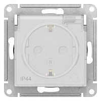 Розетка ATLASDESIGN AQUA с заземлением со шторками с крышкой 16А IP44 механизм белый ATN440146 Syste
