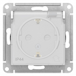 Розетка ATLASDESIGN AQUA с заземлением со шторками с крышкой 16А IP44 механизм белый ATN440146 Syste