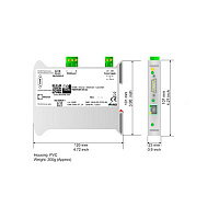 HD67038-25-A1 - Конвертер RS-232/485 в Ethernet, тип корпуса A (узкий), монтаж на DIN-рейку.