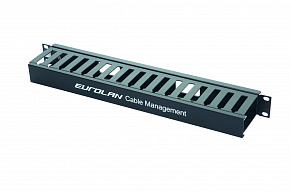 Организатор кабельный щелевой 19", 1U, с крышкой, черный Eurolan 25B-1U-11BL