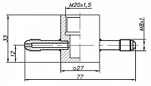 Проточная камера М20x1.5 со штуцерами М8x1 ( для ИПВТ-08-Д1-ПС-М20x1.5 )