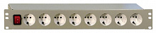 REC-S564-GY Блок силовых розеток горизонтальный 19", 8 позиций 10A, серый