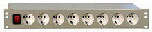 REC-S564-GY Блок силовых розеток горизонтальный 19", 8 позиций 10A, серый