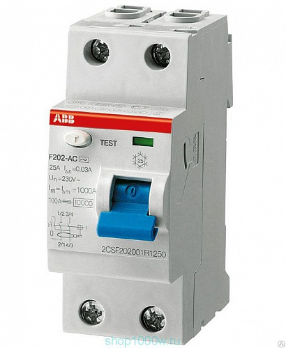 Выключатель диф. тока 2п 80А 30мА тип AC F202 ABB 2CSF202001R1800