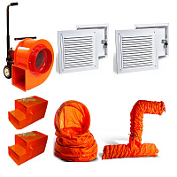 Дымосос ДПЭ-7(1ЦМ)® с всасывающей двухзонной обвязкой (т.е. РВ верхний 3м),  рукавом напорным 30м