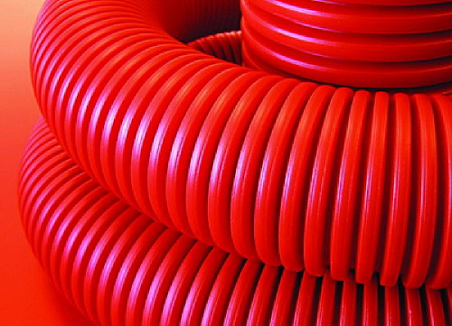 Труба гибкая двустенная для кабельной канализации д.110мм, цвет красный, с зондом (бухта 50м) 121911