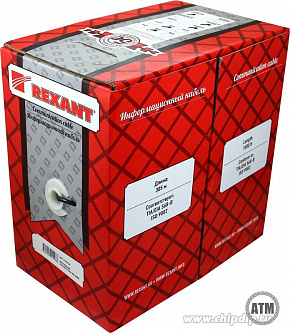 UTP 4х2х0.5 внутр. CAT 5e 305м медный кабель REXANT 01-0043 (кабель можно резать)