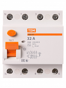 УЗО ВД1-63 4Р 32А 30мА TDM