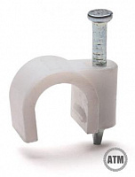 Скоба пластиковая СПК с гвоздем для круглых кабелей и проводов 5 мм (уп.100 шт.) Rexant