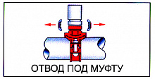 Отвод под муфту ДИНАРМ, крашенный, 2" х 1 1/2" (60.3 х 48.3 мм), Ø 45 мм, Ру= 2.5 МПа