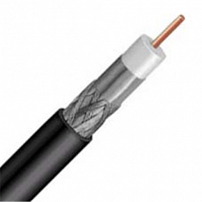 Кабель коаксиальный RG-58 A/U MIL17  50 ом, SOLID, экран 64%, черный,100 м