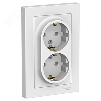 Розетка ATLASDESIGN двойная с заземлением 16А в сборе белый ATN000124 Systeme Electric