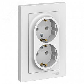 Розетка ATLASDESIGN двойная с заземлением 16А в сборе белый ATN000124 Systeme Electric