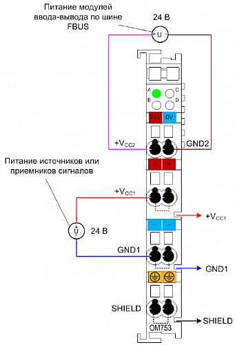 OM75701-C1 Модуль расширения внутренней шины FBUS (левая сторона)