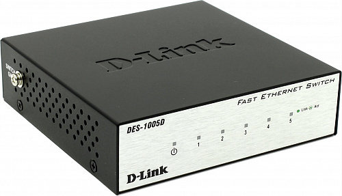 Коммутатор LINK DES-1005D/O2B 5-port UTP 10/100Mbps, Metal case, rev O2A/O2B