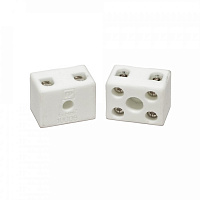 Клемма керамическая латунь 6 мм² 2 пары контактов с крепежным отверстием (5 шт) (PR08.7163)