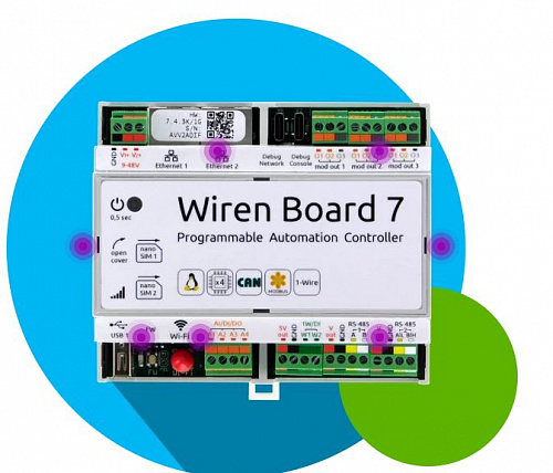 Модульный подход к возможностям и цене Wiren Board 7 (1 Гбайт RAM, 8 Гбайт eMMC) Модульный подход к возможностям и цене Wiren Board 7 (1 Гбайт RAM, 8 Гбайт eMMC)