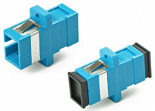 Оптический проходной адаптер SC/UPC-SC/UPC,SM, simplex, корпус пластиковый, синий, черные колпачки 