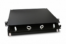 Патч-панель 19", универсальная, пустой корпус, 1U, 4 слота, вмещает 4 оптические кассеты Hyperline