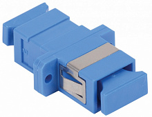 Оптический проходной адаптер SC/UPC-SC/UPC, SM, simplex, корпус пластиковый, синий, черные колпачки