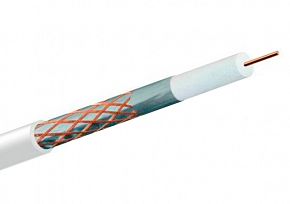 Кабель коаксиальный RG59U-CU 75 ом, белый 100 м