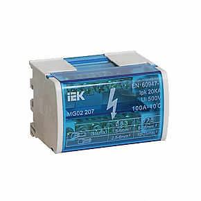Шины на DIN-рейку в корпусе (кросс-модуль) L+PEN 2х7 ИЭК YND10-2-07-100