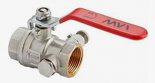 BV.913.04 Кран шаровой из латуни прямой, муфта-муфта MVI 1/2" (ДУ15) (вн-вн, рукоятка «бабочка»)